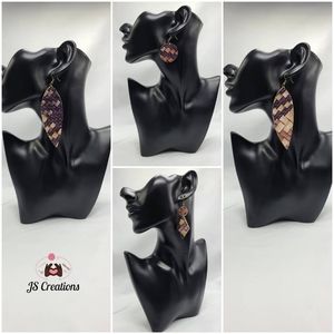 Handmade embossed faux leather earrings!